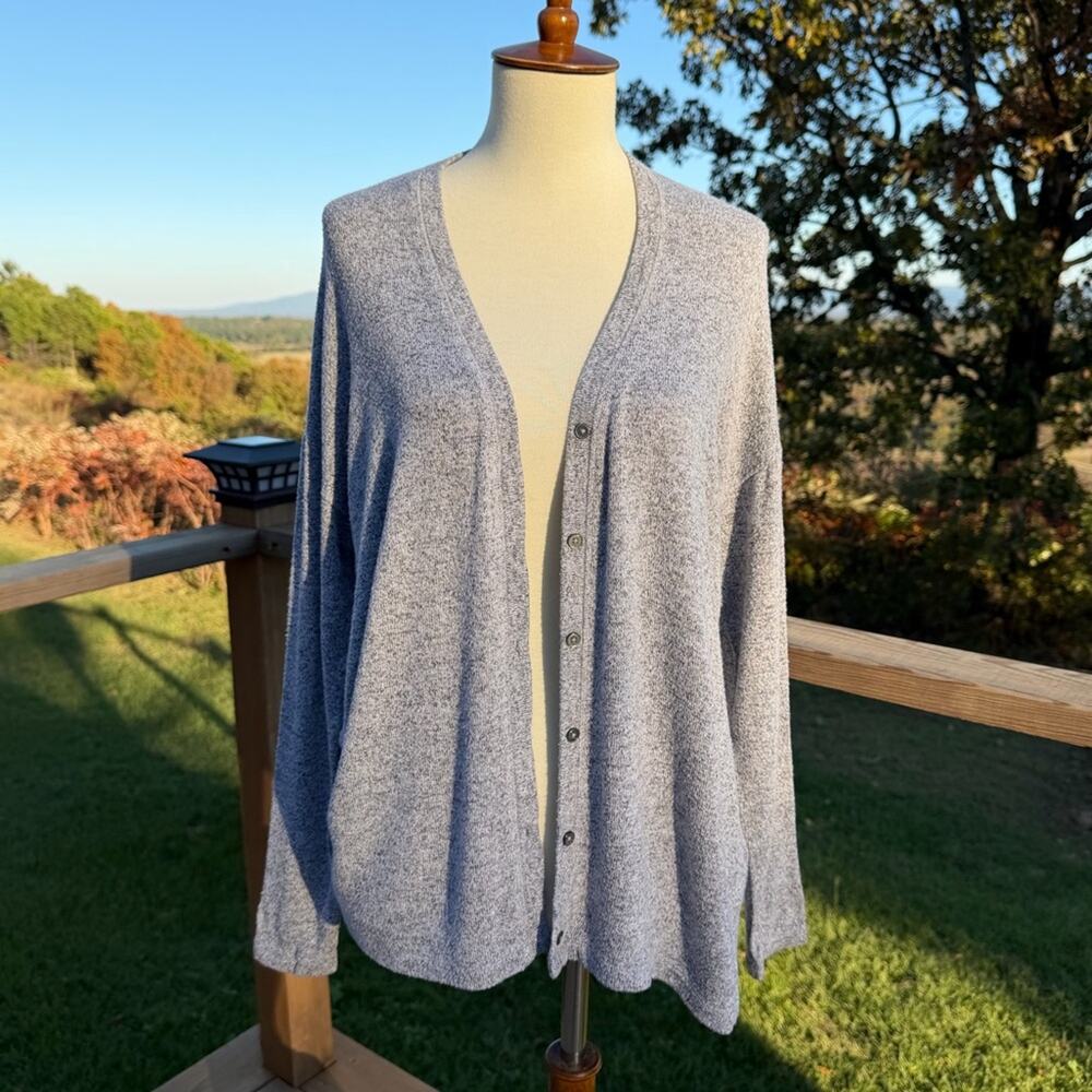 American Eagle Soft & Sexy Plush Gray Button Front Cardigan Women’s Size Small